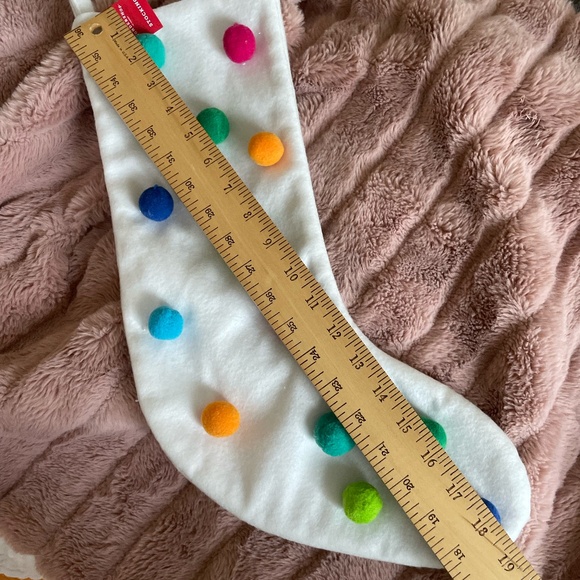 TARGET WONDERSHOP COLORFUL POM POM FLEECE CHRISTMAS STOCKING NWT - Picture 10 of 11